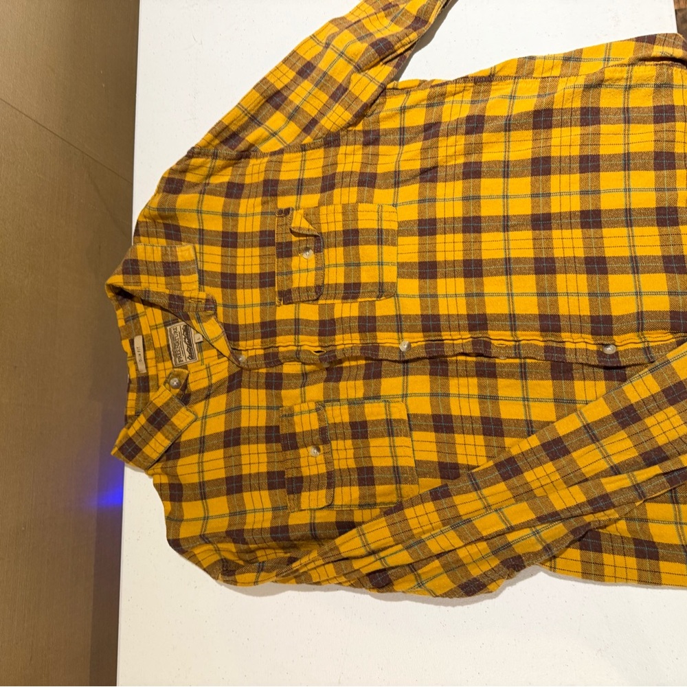 American Eagle Outfitters Mustard and Brown Checkered Shirt